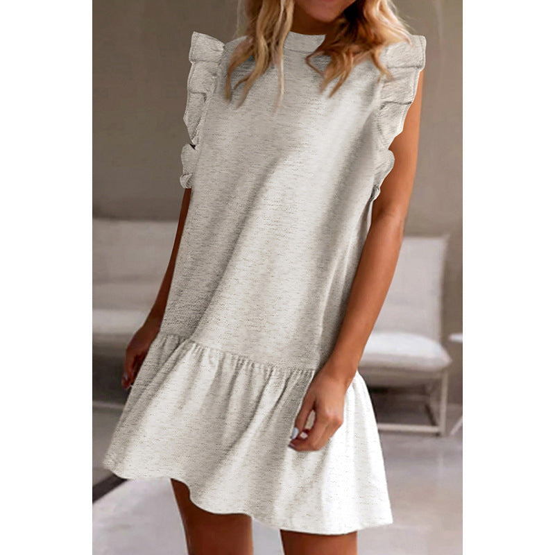 Casual Loose Slim Fit Sleeveless Dress Fashion Ruffles Straight