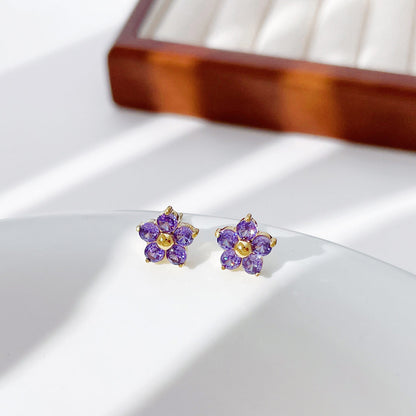 Small And Sweet Diamond Petal Stud Earrings Women