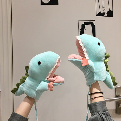 Autumn And Winter Dinosaur Gloves Female Cartoon