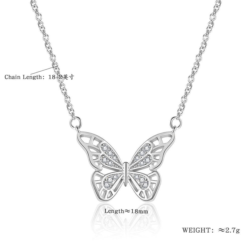 Women's Hollow-out Micro Inlaid Zircon Butterfly Element Necklace