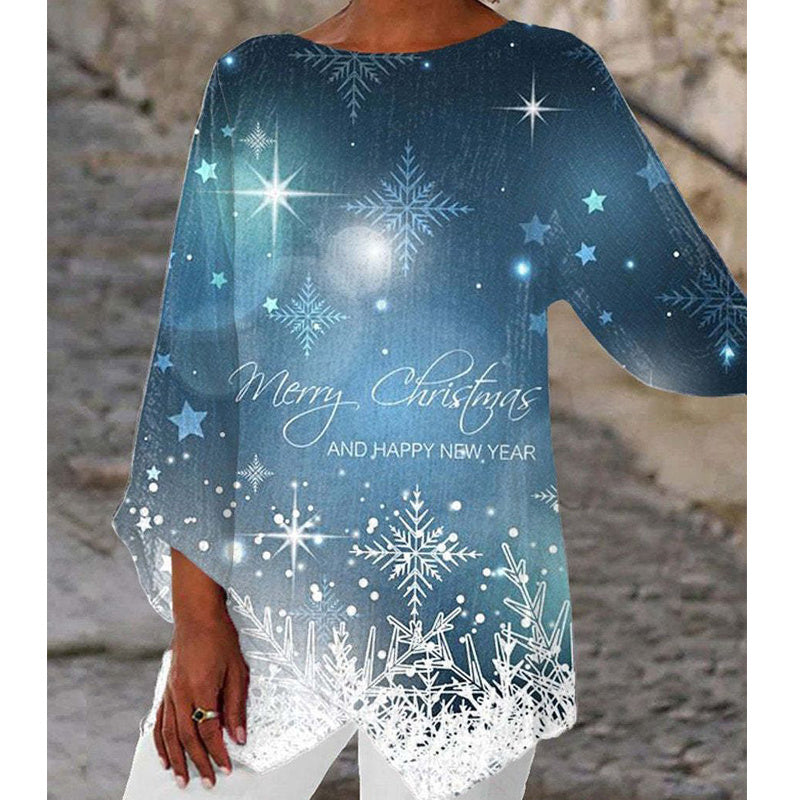 Starry Sky Galaxy 3D Digital Printed Women's Long Sleeved Boat Neck Top