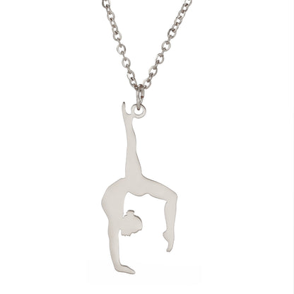 Gymnastics Shape Pendant Stainless Steel Necklace