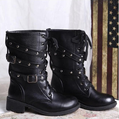 Martin Boots, Motorcycle Boots, Middle Heel Boots, Women's Army Boots