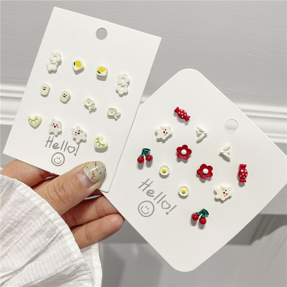 Women's Cute Sweet Sterling Silver Needle Stud Earrings