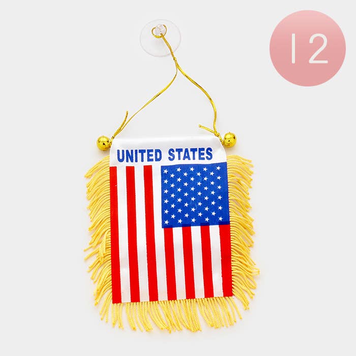 Sensibling Corp. - 12 PCS - American Flag Mini Banners With Suctions