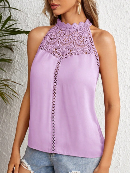 Fashion Hollowed-out Lace Gas Vest Top For Women