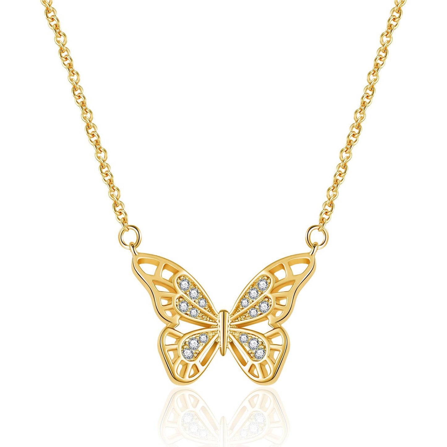 Women's Hollow-out Micro Inlaid Zircon Butterfly Element Necklace