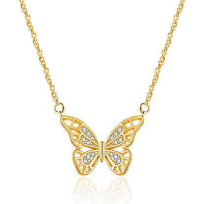 Women's Hollow-out Micro Inlaid Zircon Butterfly Element Necklace