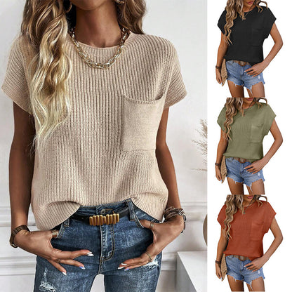 Fashion Tops Sweater With Short Sleeves