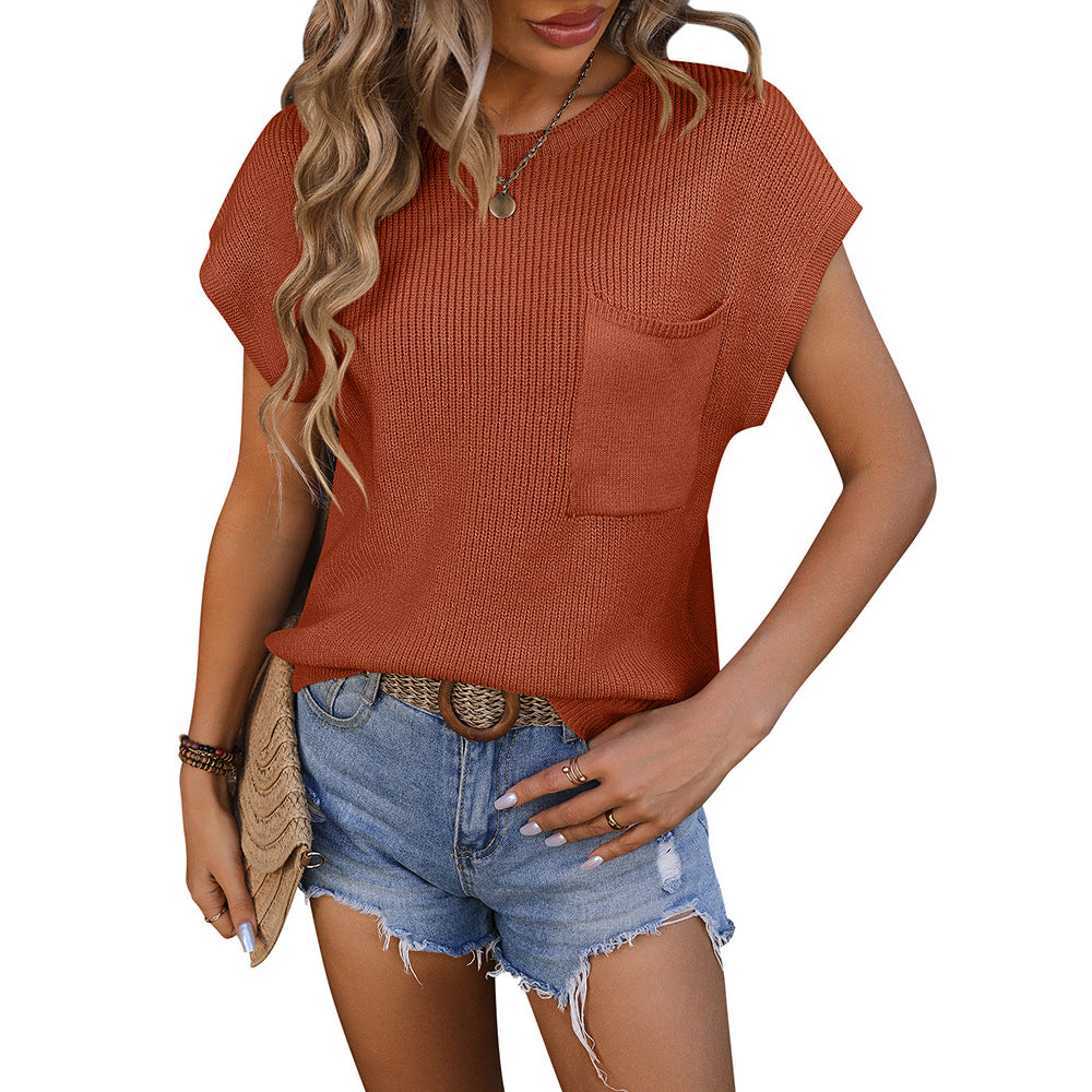 Fashion Tops Sweater With Short Sleeves