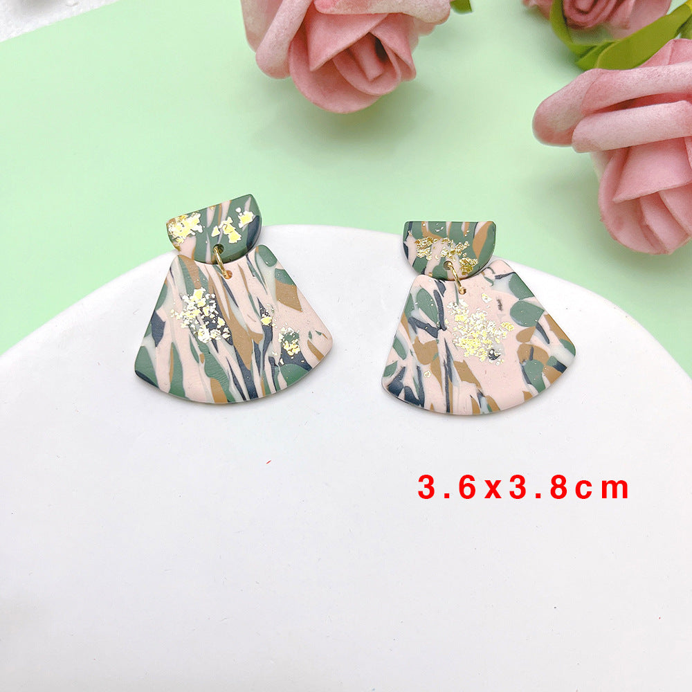 Camouflage Polymer Clay Earrings For Women