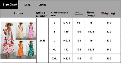 Short Sleeve V-neck Flower Print Lace-up Button Dress