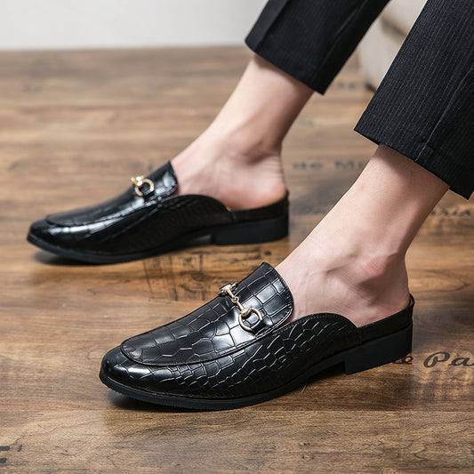 Men's Lazy Semi Slipper Leather Shoes