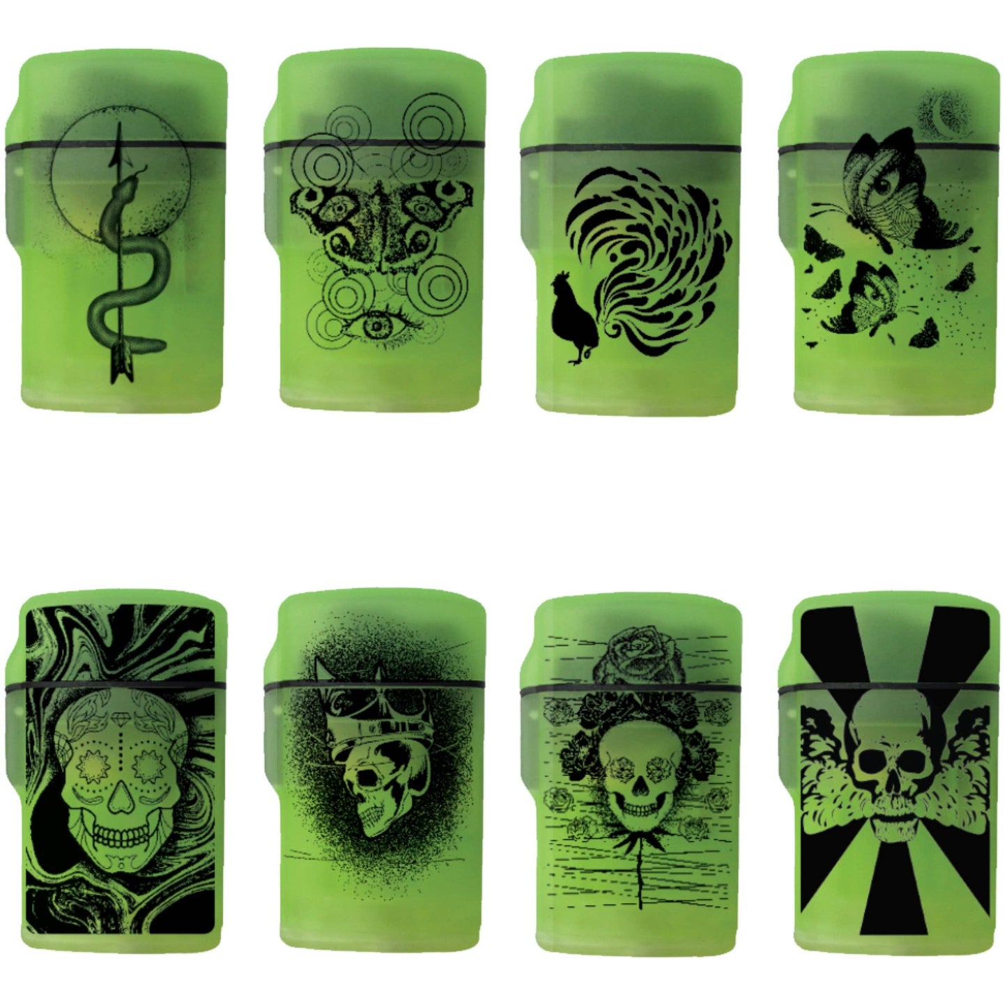 Novelty Closeout - Smokezilla Glow In Dark Flip Top Torch Assortment- 15/Pack