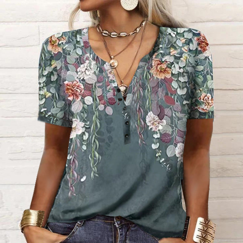 Women's Short-sleeved Printed Ethnic Fashion T-shirt