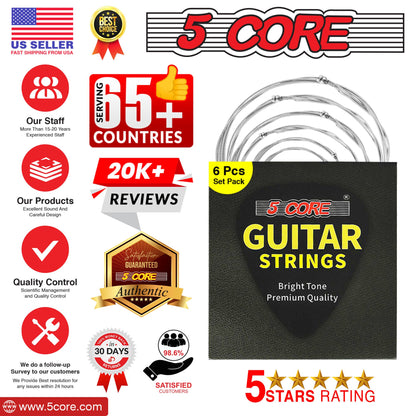 5 Core Inc. - 5Core Acoustic Guitar Strings Steel Gauge w Deep Bright Tone