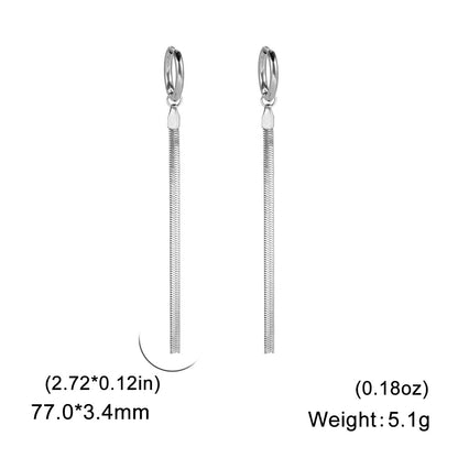 Simple Long Stainless Steel Earrings