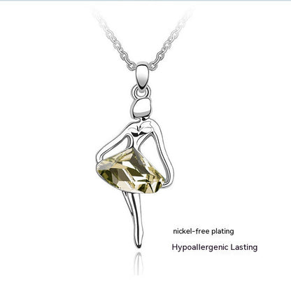 Dancing Girl Crystal Necklace Earrings Set