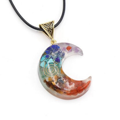 Natural Crystal Gemstone Epoxy Resin Carat Star Moon Necklace