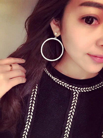 Fashion Retro Temperament Wild Diamond Diamond Big Circle Earrings