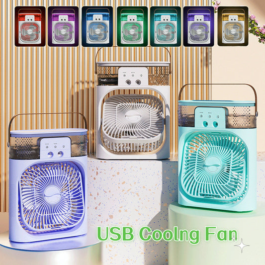 New Charging Version 3 In 1 Air Humidifier Cooling Fan LED Night Light Water Mist Humidification Fan Spray Electric Fan