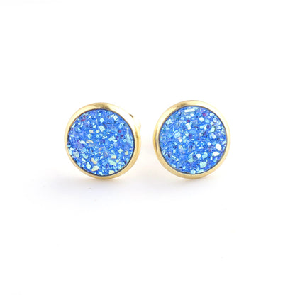 Starry Stainless Steel Water Plated Gold Stud Earrings