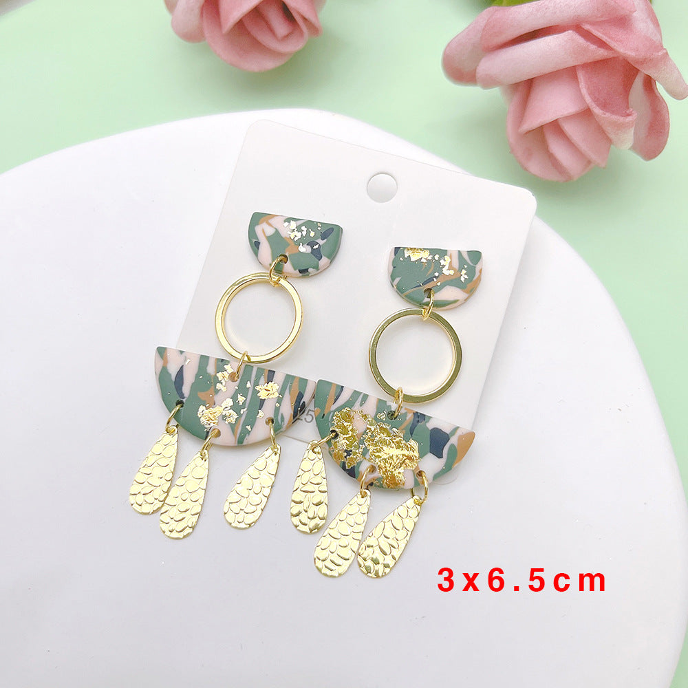 Camouflage Polymer Clay Earrings For Women