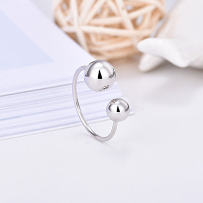 Asymmetric Glossy Round Beads Ring