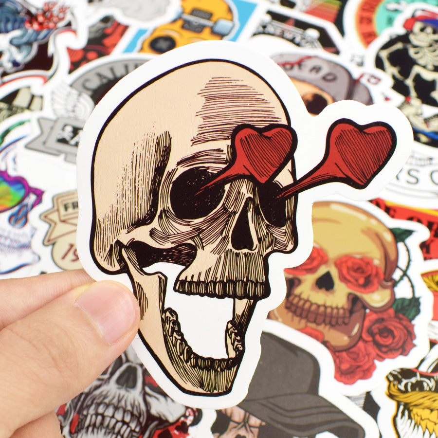 Skull head doodle sticker