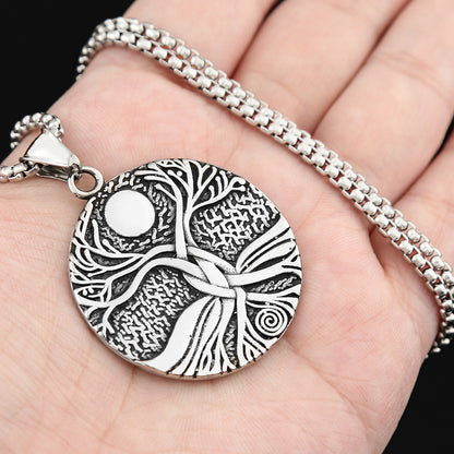 Lucky Tree Stainless Steel Viking Pendant Vintage Necklace