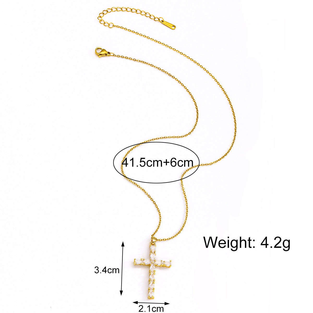 Cross Copper Plating 18K Gold Micro Inlaid Zircon Titanium Steel Necklace