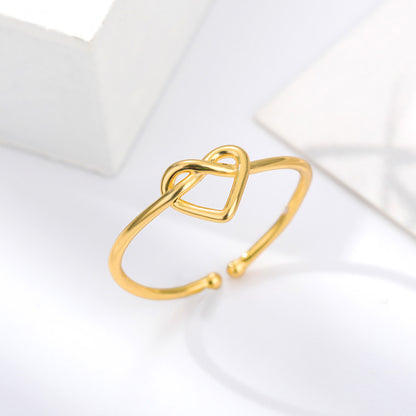 Stainless Steel Plated 18K Gold Love Heart-shaped Ring Female