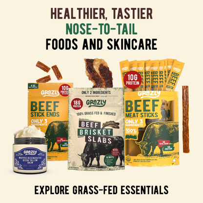 Grazly - Beef Brisket Slabs - 100% Grass-Fed & Finished - 2oz Bag