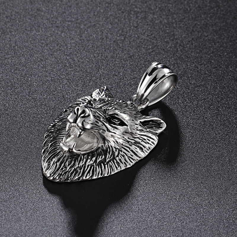 Titanium Steel Stainless Steel Lion's Head Casting Pendant