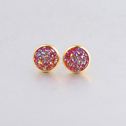 Starry Stainless Steel Water Plated Gold Stud Earrings