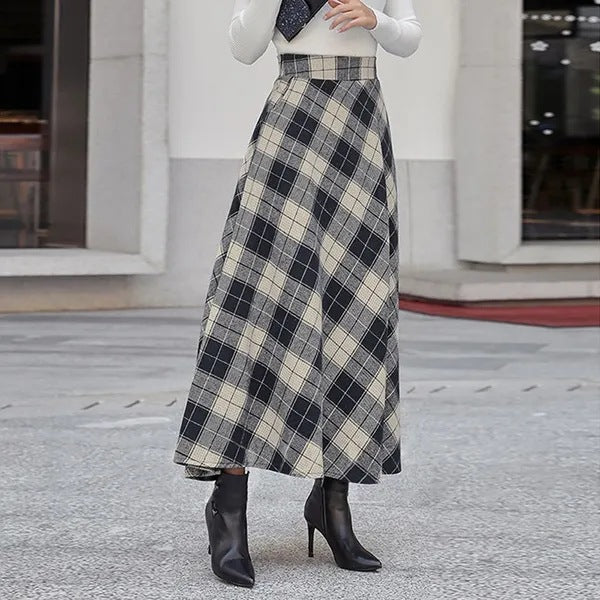 Fall Ladies High Waist Plaid Party Casual Skirt