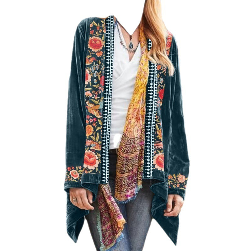 Bohemian Flowers Print Cardigan COAT