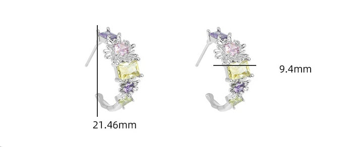 Small Colorful Zircon Simple Earrings