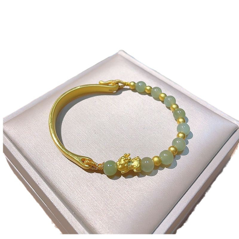 Golden Half Bracelet Hetian Jade