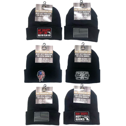 Novelty Closeout - Tac Gear Patriot Theme Beanie Winter Hat Assortment- 12/Pack