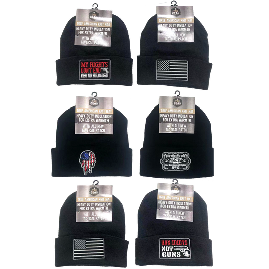 Novelty Closeout - Tac Gear Patriot Theme Beanie Winter Hat Assortment- 12/Pack