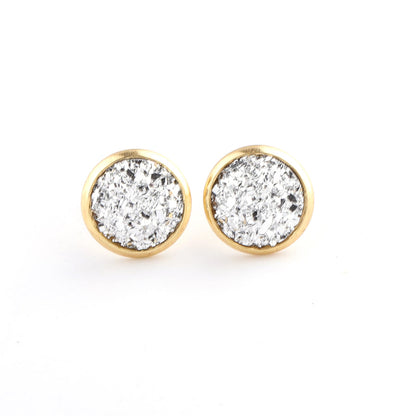 Starry Stainless Steel Water Plated Gold Stud Earrings