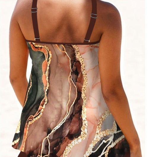 Customized Printing Metal Ring Double-shoulder Strap Backless Sexy Sling