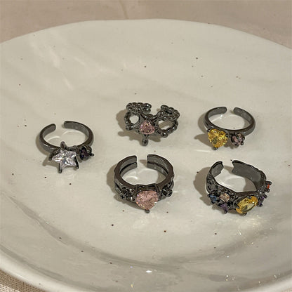 Irregular Colorful Crystals Ring Female Niche Design