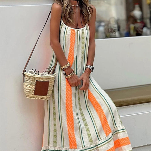 Bohemian Printed Sling Loose Dress