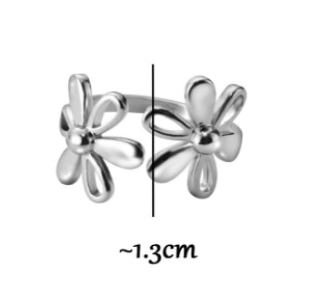 Korean Style Cute Flower Cold Wind Silver Ring With Opening