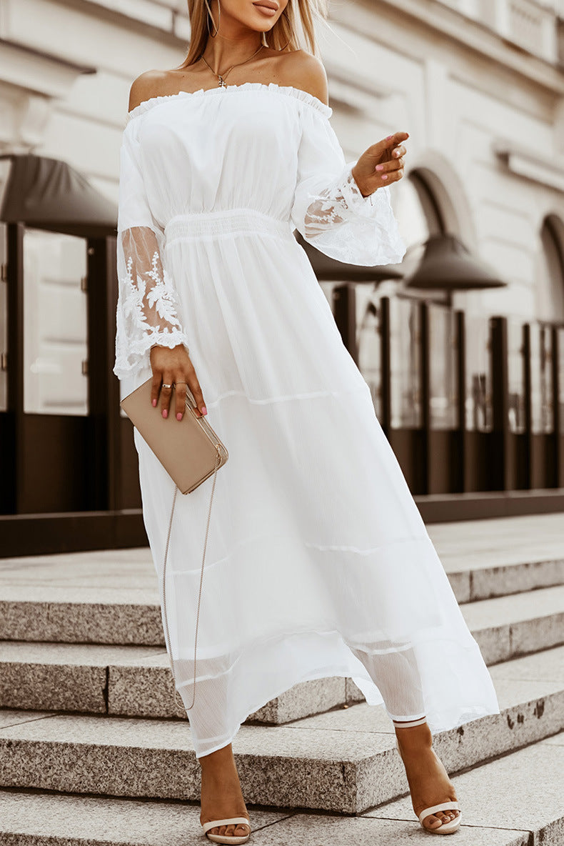 Fashionable All-match Off-shoulder Dress Women