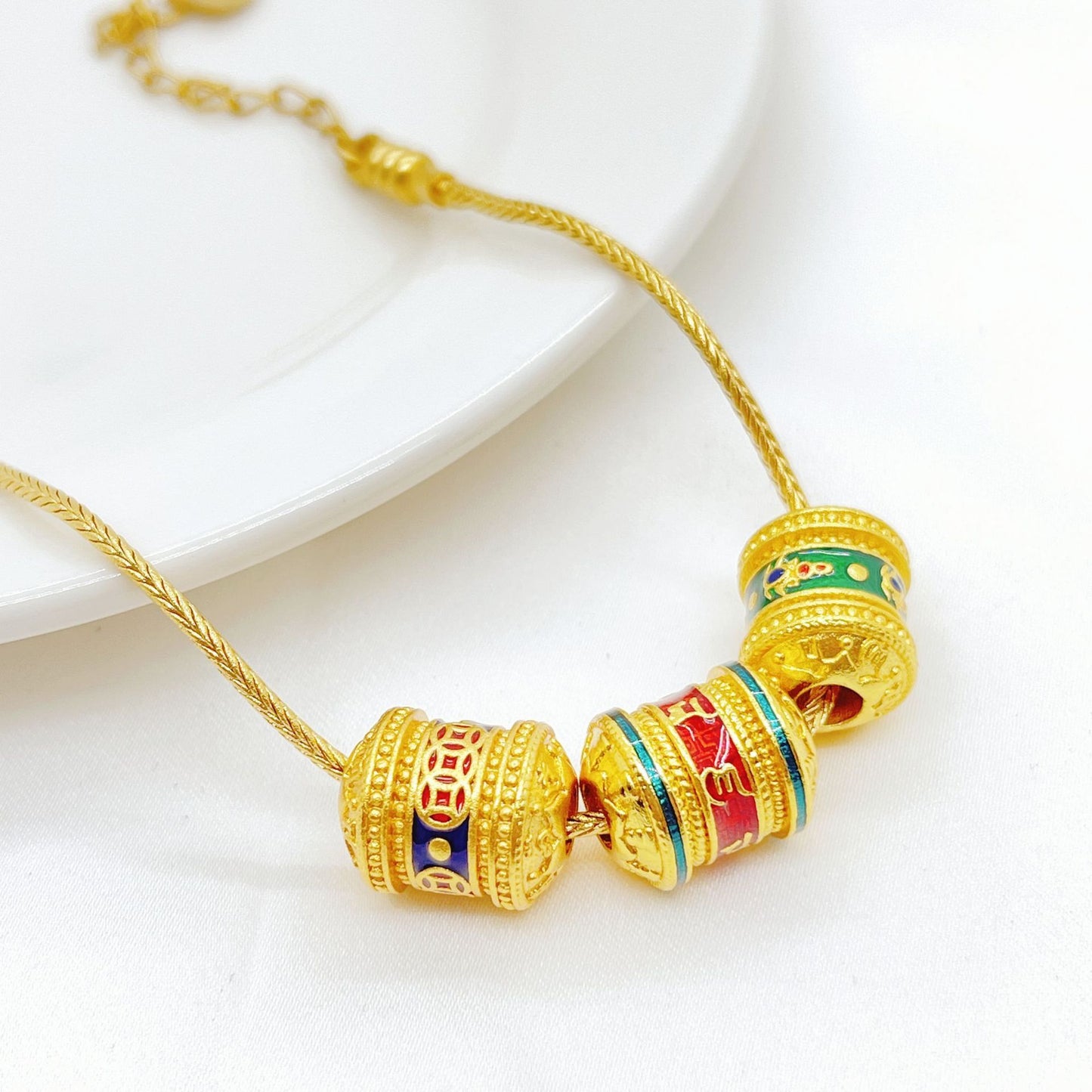 Ancient Style Alluvial Gold Diy Snake Bone Bracelet Beads Threading
