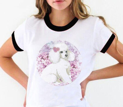 Cute Graffiti Animal Print White T-shirt