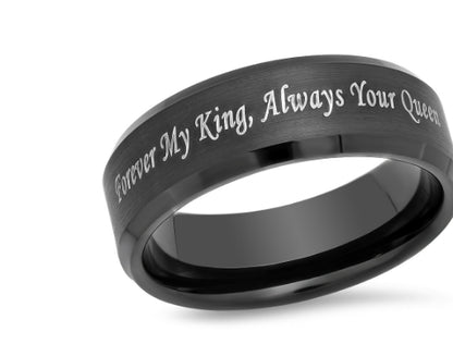 Titanium Steel Couple Ring Black Matte Facing Ring